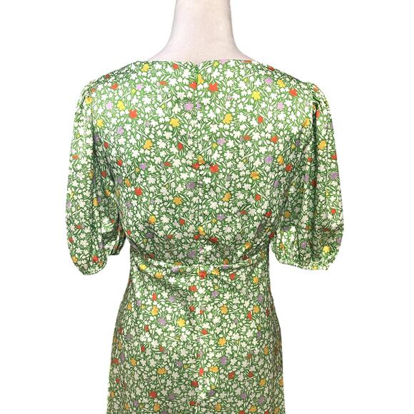 Alexia Admor Floral Midi Dress Lorelei Bubble Sleeve V-Neckline Green W US 6 NWT - Picture 6 of 10